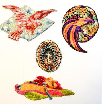 Zijden vogel applicaties - Turmac zijdjes jaren 30 beschikbaar voor biedingen