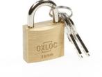 hangslot messing met verchroomd stalen beugel 30 mm, Ophalen of Verzenden, Nieuw, Koper of Messing, Slot