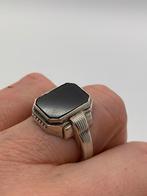 S296 Prachtige zilveren zegelring rooktopaas maat 19,75, Ophalen of Verzenden, Zilver, Ring, Met edelsteen