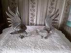 2 Verzilverde vechtende hanen., Ophalen of Verzenden