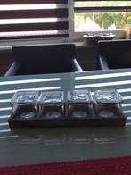 4 glazen bloemenvaasjes op dienblad, Ophalen of Verzenden