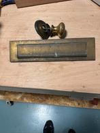 Messing brievenbus plaat met deurknop, Tuin en Terras, Brievenbussen, Ophalen of Verzenden, Gebruikt