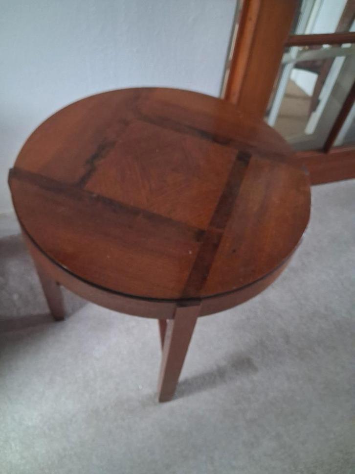 Houten bijzettafel - Rond, Huis en Inrichting, Tafels | Bijzettafels, Gebruikt, Rond, 45 tot 60 cm, 55 tot 75 cm, Hout, Ophalen