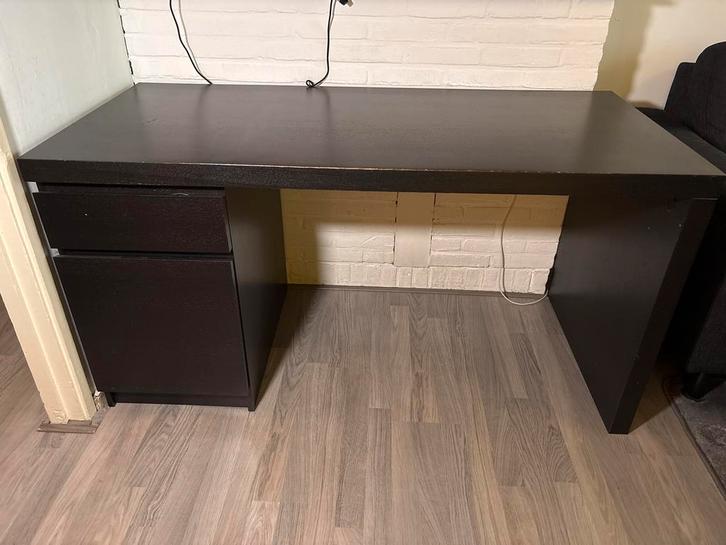 IKEA Malm Bureau - Zwart, Huis en Inrichting, Bureaus, Gebruikt, Bureau, Ophalen
