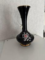 Opaline Vaas - Zwart, Bloemen, Goud, Ophalen of Verzenden