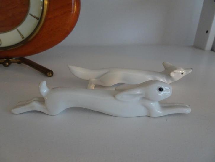 Art Deco Pfeffer Gotha porseleinen messenleggers haas vos, Antiek en Kunst, Antiek | Porselein, Ophalen of Verzenden