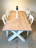 Eettafel steigerhout x-poot (TIP!), Eikenhout, Landelijk, Vijf personen of meer, Rechthoekig