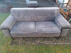 Leuk bankje grijs velours met stalen frame., Ophalen, Gebruikt, 75 tot 100 cm, Minder dan 150 cm