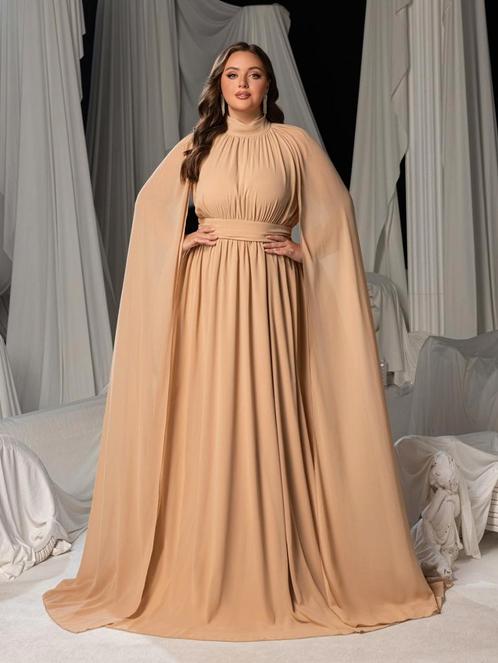 Gelegenheidsjurk, Kleding | Dames, Gelegenheidskleding, Zo goed als nieuw, Galajurk, Beige, Ophalen of Verzenden