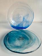 2 Vintage Kosta Boda ‘Swirl’ Schalen Azuur Kobalblauw Hydman, Huis en Inrichting, Schaal, Rond, Ophalen of Verzenden, Glas