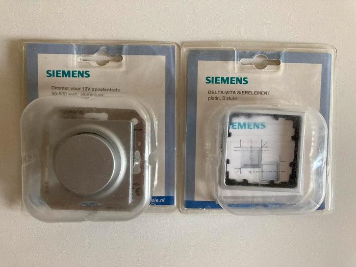 Siemens Delta Dimmer + Sierelement Nieuw Alu, Doe-het-zelf en Verbouw, Elektra en Kabels, Nieuw, Schakelaar, Ophalen of Verzenden