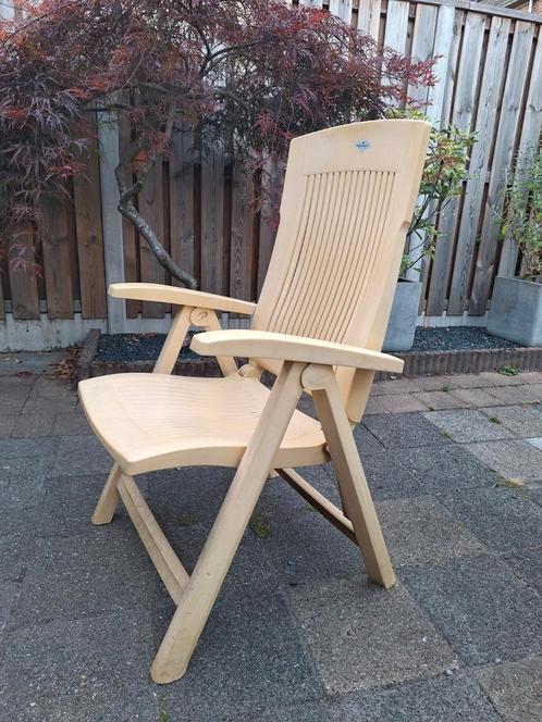 Tuinstoel verstelbaar set van 4 incl kussens + 2 krukjes, Tuin en Terras, Tuinstoelen, Gebruikt, Verstelbaar, Ophalen