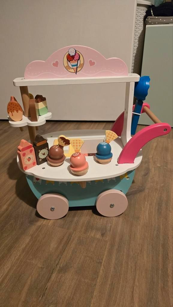 Ijscokar hout ijskar ijscokar ijswagen, Kinderen en Baby's, Speelgoed | Houten speelgoed, Zo goed als nieuw, Duw- of Trekspeelgoed