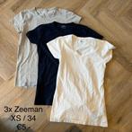 ZGAN set 3x Zeeman T-shirt shirt korte mouw 34 XS grijs wit, Maat 34 (XS) of kleiner, Blauw, Zeeman, Ophalen of Verzenden