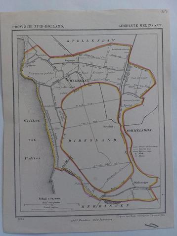 103 / Melissant Sommelsdijk  Dirksland Litho uit 1865 Kuyper beschikbaar voor biedingen