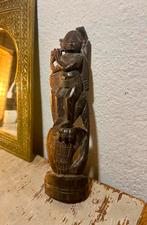 Hindu God Krishna antiek vintage handgemaakt houten beeldje, Ophalen of Verzenden