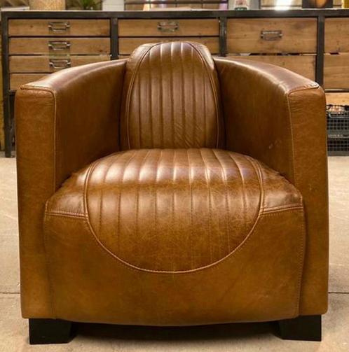 Nieuwe aviator fauteuil 100 % rundleer handgemaakt, Huis en Inrichting, Fauteuils, Nieuw, Hout, Leer, 50 tot 75 cm, Minder dan 75 cm