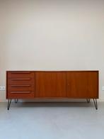 Vintage houten dressoir met lades en deurtjes, Ophalen, Gebruikt, 150 tot 200 cm, Teakhout