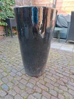 Bloempot, steen, geglazuurd zwart, Tuin en Terras, Bloempotten, Ophalen, Steen, Gebruikt, 40 cm of meer