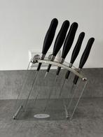 Boretti messenset 5st. in glazen houder, Ophalen, Zo goed als nieuw