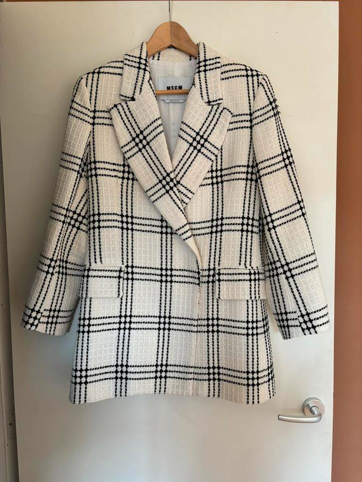 MSGM geruite blazer 36 / 38, Kleding | Dames, Jasjes, Kostuums en Pakken, Zo goed als nieuw, Maat 36 (S), Wit, Ophalen of Verzenden