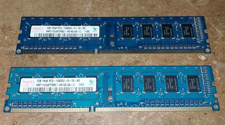 Hynix 1GB pc3-10600-9-10-A0 ddr3 geheugen, Computers en Software, RAM geheugen, Zo goed als nieuw, Desktop, DDR3, Ophalen of Verzenden