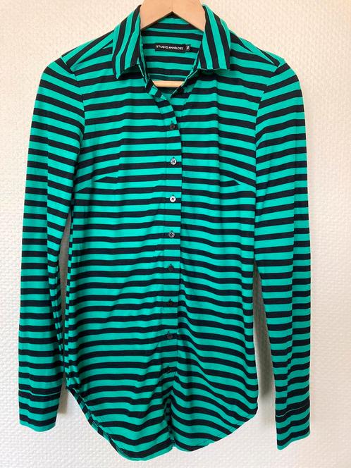 STUDIO ANNELOES Groen/Zwart Gestreepte Bloes XS, Kleding | Dames, Blouses en Tunieken, Zo goed als nieuw, Maat 34 (XS) of kleiner