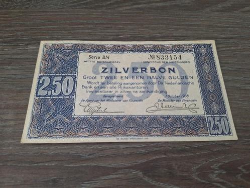 Bijna UNC biljet 2,5 gulden 1938, zilverbon, Postzegels en Munten, Bankbiljetten | Nederland, Ophalen of Verzenden
