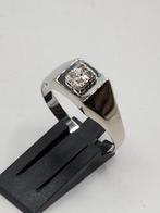 14 karaat witgouden ring met diamant unisex, Verzenden, 19 tot 20, Wit, Zo goed als nieuw
