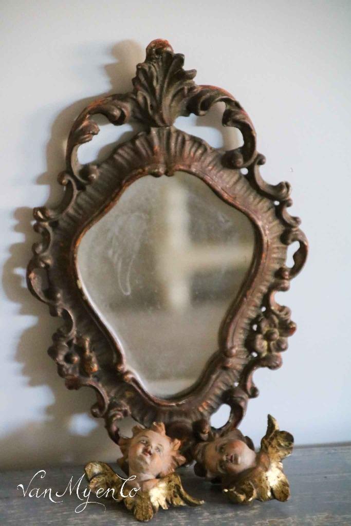 Antiek spiegeltje in bois doré, Antiek en Kunst, Curiosa en Brocante, Ophalen of Verzenden