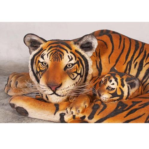 Tijgerin met Welp beeld– Tijger Lengte 126 cm, Verzamelen, Dierenverzamelingen, Nieuw, Ophalen