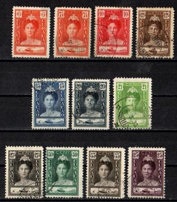 Curaçao nr. 89-99 Koningin Wilhelmina 1928-1930 gestempeld beschikbaar voor biedingen