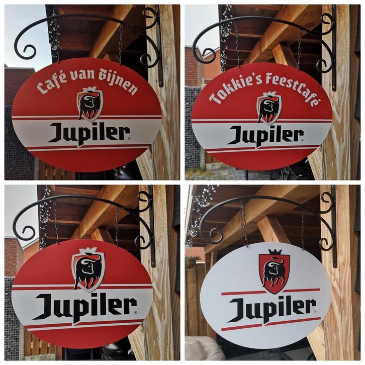 Dubbelzijdig JUPILER UITHANGBORD met eigen tekst, Verzamelen, Biermerken, Nieuw, Reclamebord, Plaat of Schild, Jupiler, Ophalen of Verzenden