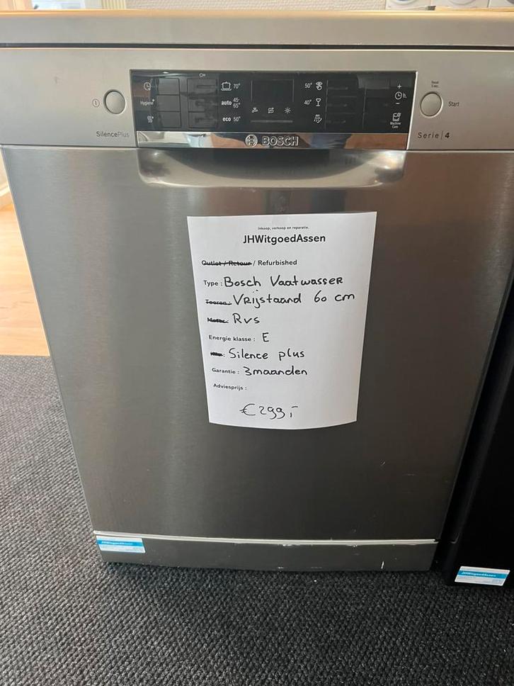 Bosch serie 4 rvs vaatwasser. Bezorgd en garantie., Witgoed en Apparatuur, Vaatwasmachines, Zo goed als nieuw, Vrijstaand, Minder dan 85 cm