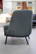Luxe fauteuil TRAY Jess Design leer & stof grijs ronde vorm, Zo goed als nieuw, 50 tot 75 cm, Ophalen, Stof