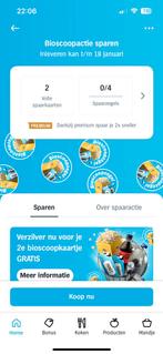 2 bioscoop spaarkaarten Albert Heijn, Tickets en Kaartjes, Twee personen