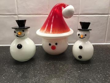 Villeroy & Boch glas, Kerstman en 2 sneeuwpoppen. beschikbaar voor biedingen