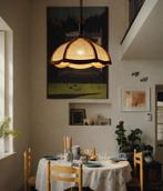 Vintage Danish design pendant lamp, Rattan wood mid century, Overige materialen, Verzenden, Zo goed als nieuw, Minder dan 50 cm