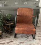 VidaXL industriële leren relax fauteuil, cognac (nw 270), Huis en Inrichting, Fauteuils, Ophalen, Gebruikt, Leer