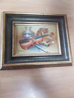 Klassiek Stilleven Schilderij met Viool en Boeken  Ingelijst, Ophalen of Verzenden