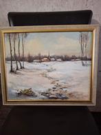 Schilderij Winterlandschap met Kerk, Ophalen of Verzenden