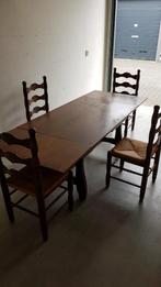 Eikenhouten eetkamer eethoek: uitschuiftafel 4 stoelen. S17, Tweedehands verkoop, Tweedehands verkoop, Gebruikt, 200 cm of meer