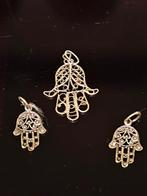3x vintage zilveren filligrain hangertje 'hand van Fatima', Overige merken, Ophalen of Verzenden, Zo goed als nieuw, 2 of 3 bedels