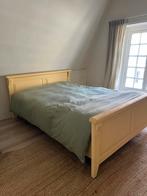 Grenen bed met auping lattenbodem. Brocante oud, Huis en Inrichting, Ophalen, Gebruikt, Tweepersoons, 140 cm
