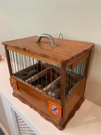 Brocante vogelkooi, vintage vogelkooitje met zinken voerbak, Antiek en Kunst, Curiosa en Brocante, Ophalen of Verzenden