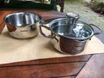 t.k.Tefal Induction Technology 2x RVS kookpan+steelpan 16cm, Ophalen, Rvs, Kookpan of Snelkookpan, Inductieplaat