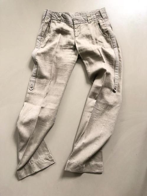 Mexx linnen broek 36/36, Kleding | Dames, Broeken en Pantalons, Zo goed als nieuw, Maat 36 (S), Grijs, Lang, Ophalen of Verzenden