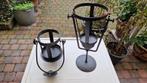 2 oude metalen scheeps kandelaars, 25 tot 50 cm, Zwart, Ophalen of Verzenden, Zo goed als nieuw