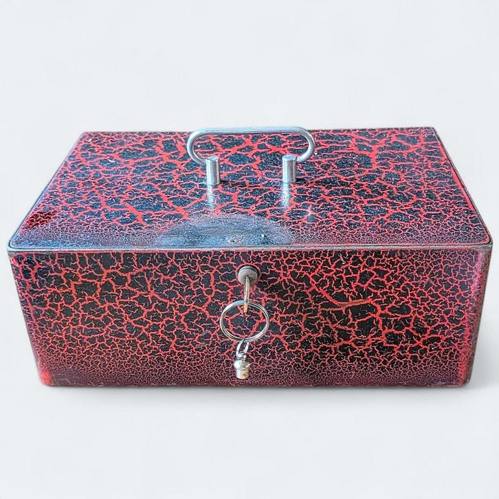 Vintage Geldkist met sleutel, Antiek en Kunst, Antiek | Kantoor en Zakelijk, Ophalen of Verzenden