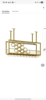 Luxe Gouden Wijnrek / Glashouder - Nieuw in Doos!, 5 tot 15 flessen, Nieuw, Ophalen of Verzenden, Metaal